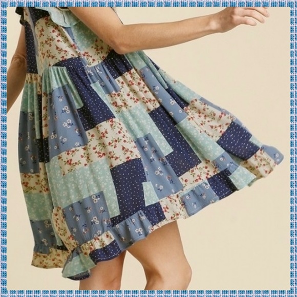 🛍 Umgee Mini Dress W/Square Neckline Ruffled Hem - Picture 7 of 12